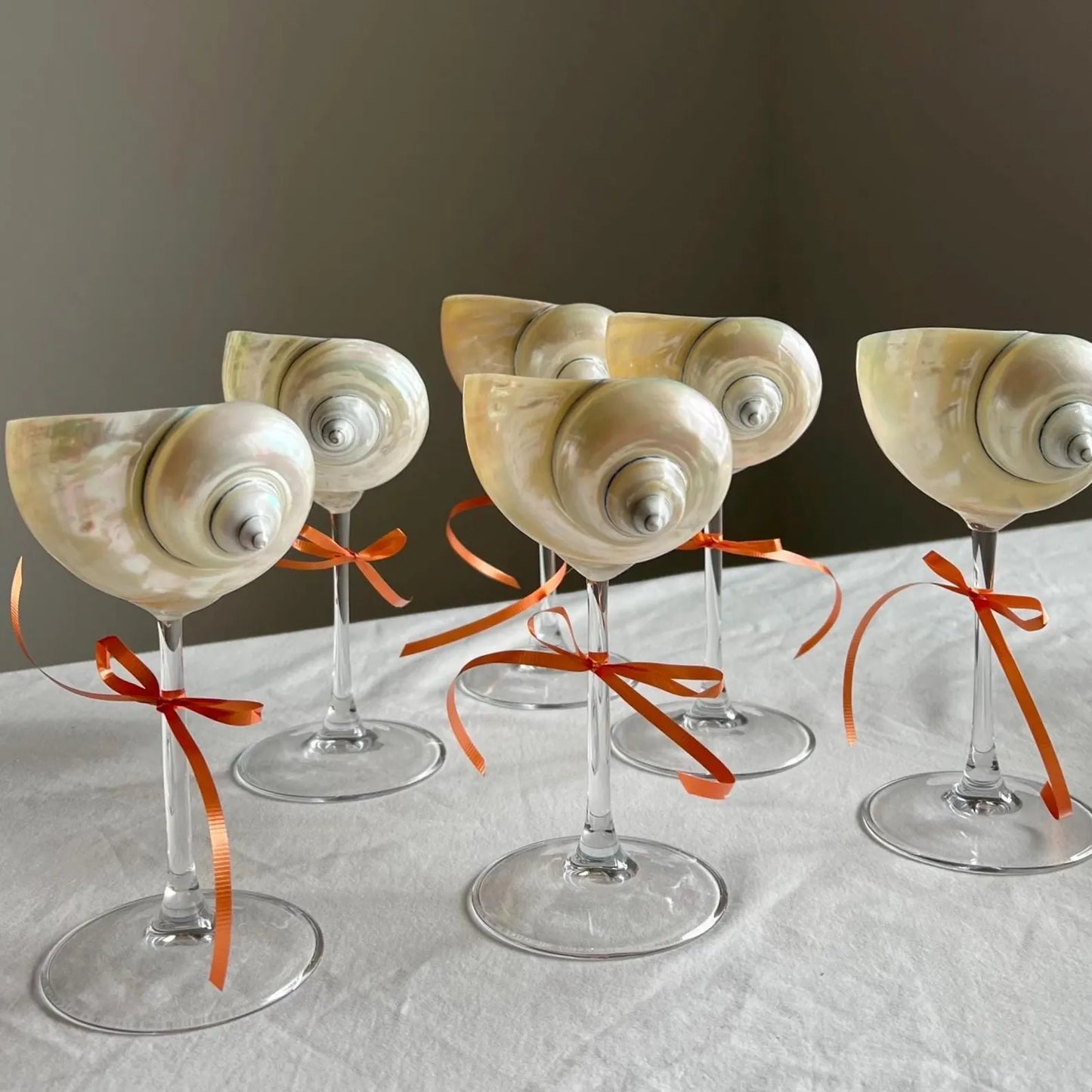 Handmade Natural Shell Transparent Base Wine Glasses
