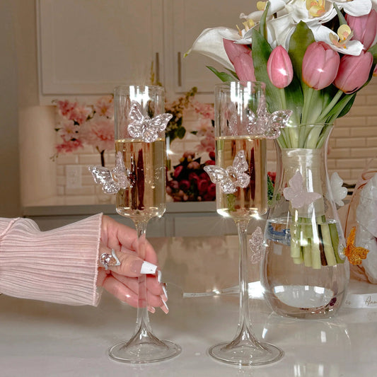 Elegant Borosilicate Butterfly Champagne Glass