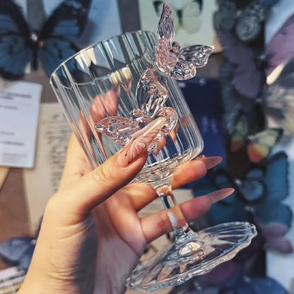 Elegant Borosilicate Butterfly Wine Glass 2pc Set