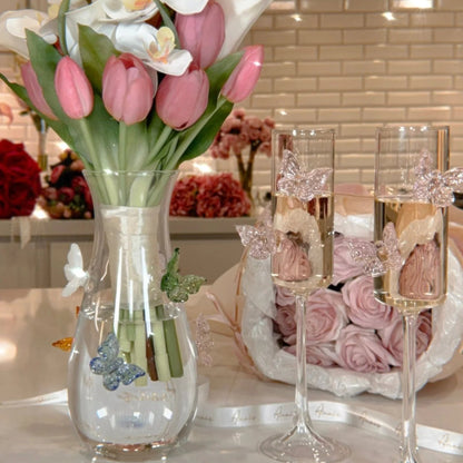 Elegant Borosilicate Butterfly Vase