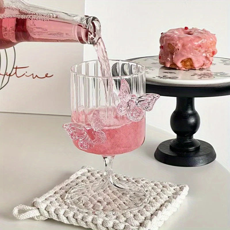 Elegant Borosilicate Butterfly Wine Glass 2pc Set