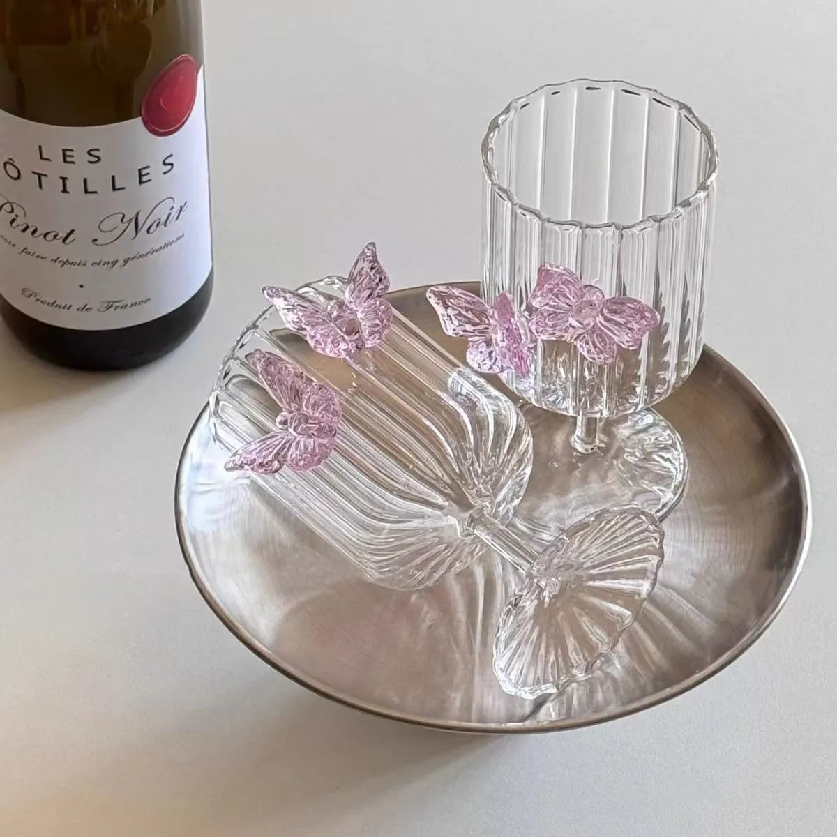 Elegant Borosilicate Butterfly Wine Glass 2pc Set