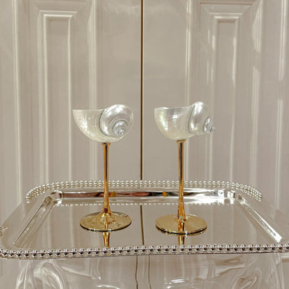 Handmade Natural Shell Metal Base Wine Glasses