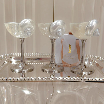 Handmade Natural Shell Metal Base Wine Glasses