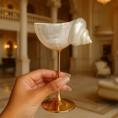 Handmade Natural Shell Metal Base Wine Glasses