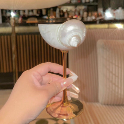 Handmade Natural Shell Metal Base Wine Glasses