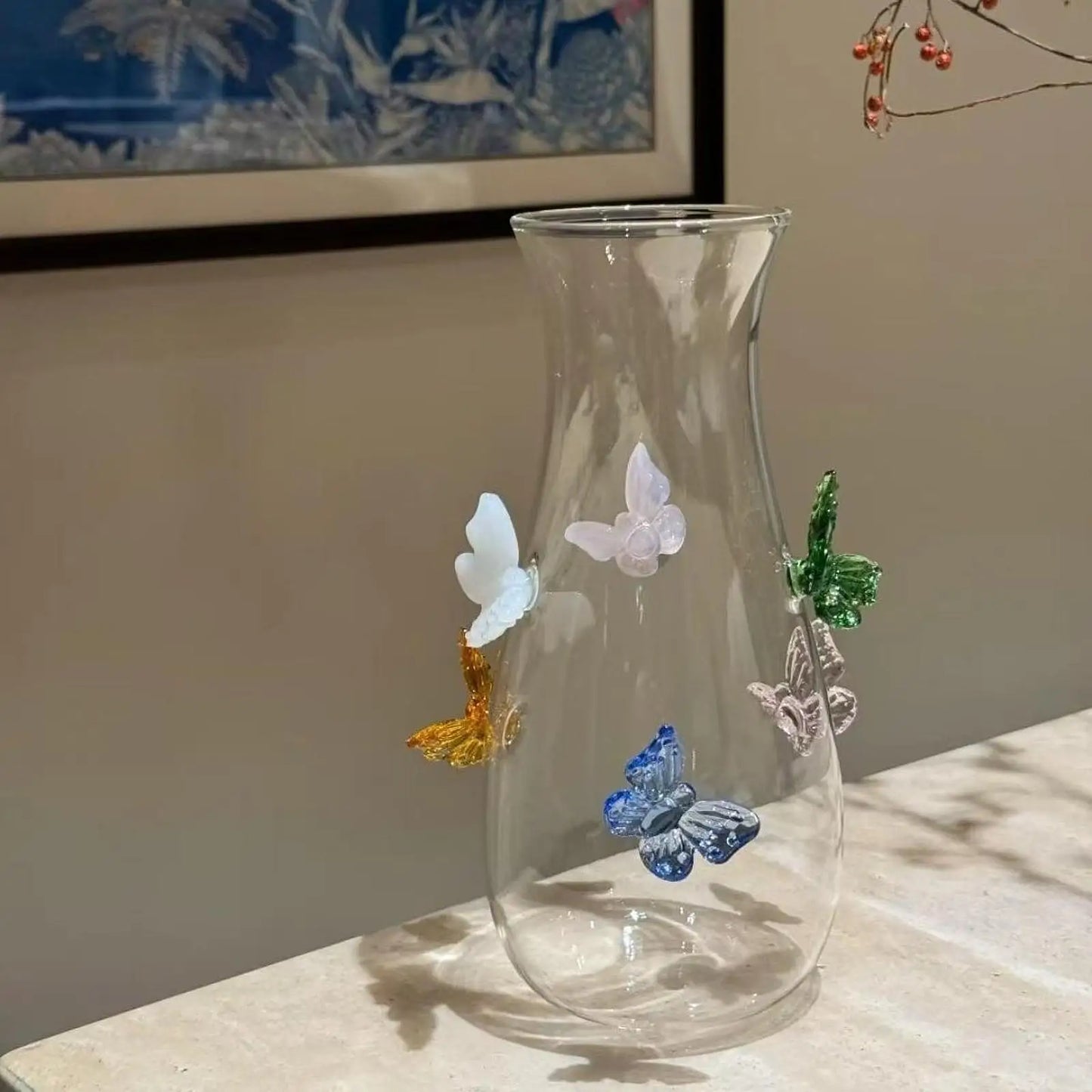 Elegant Borosilicate Butterfly Vase
