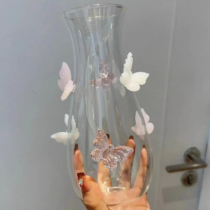 Elegant Borosilicate Butterfly Vase