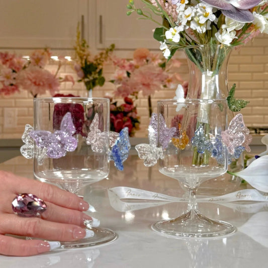 Elegant Borosilicate Butterfly Wine Glass 2pc Set