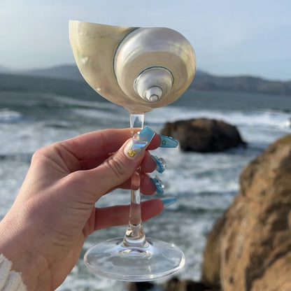 Handmade Natural Shell Transparent Base Wine Glasses