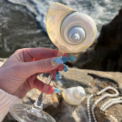Handmade Natural Shell Transparent Base Wine Glasses