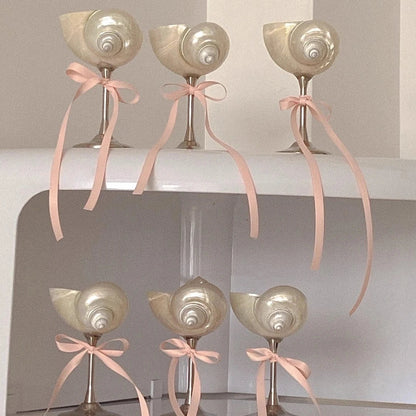 Handmade Natural Shell Metal Base Wine Glasses