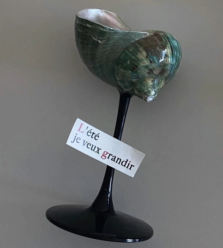 Handmade Natural Shell Metal Base Wine Glasses