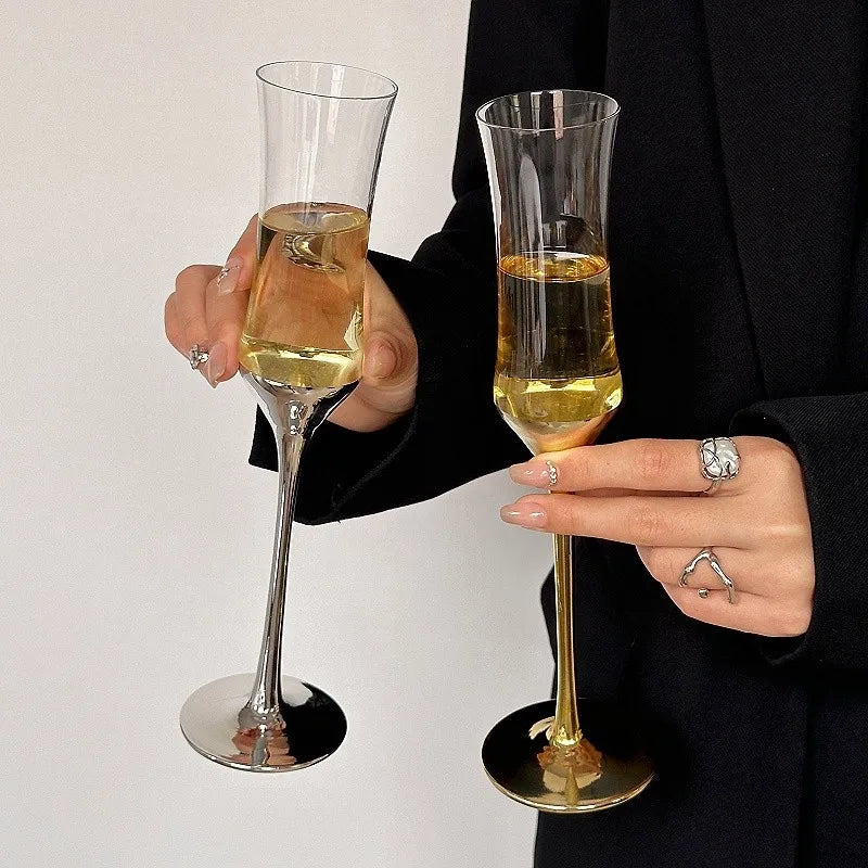 Silver and Gold French Waist Champagne Glass