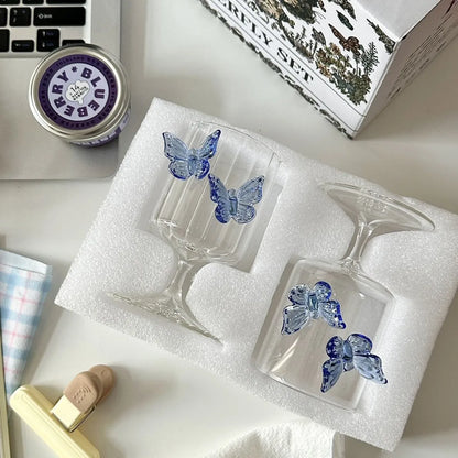 Elegant Borosilicate Butterfly Wine Glass 2pc Set