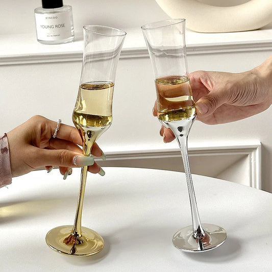Silver and Gold French Waist Champagne Glass