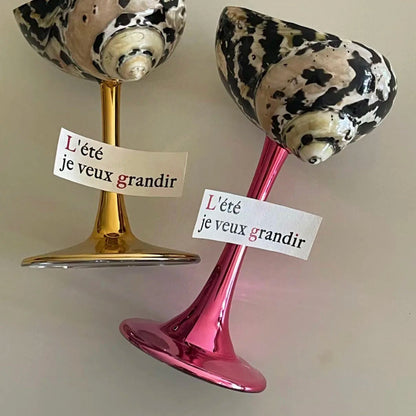 Handmade Natural Shell Metal Base Wine Glasses