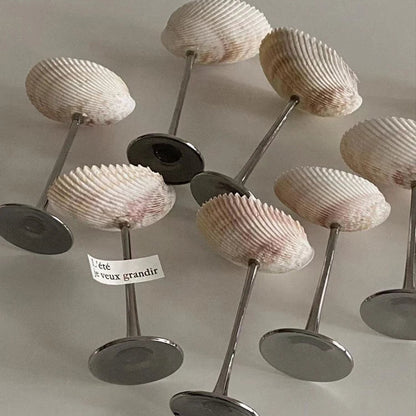 Handmade Natural Shell Metal Base Martini Glass