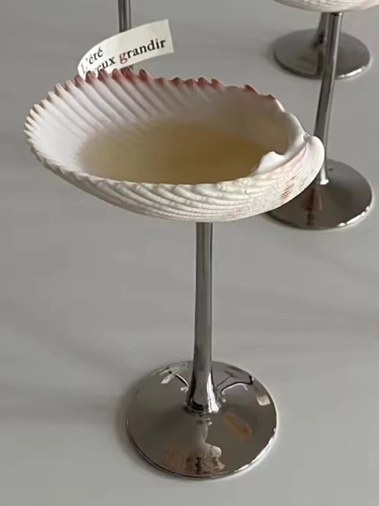 Handmade Natural Shell Metal Base Martini Glass