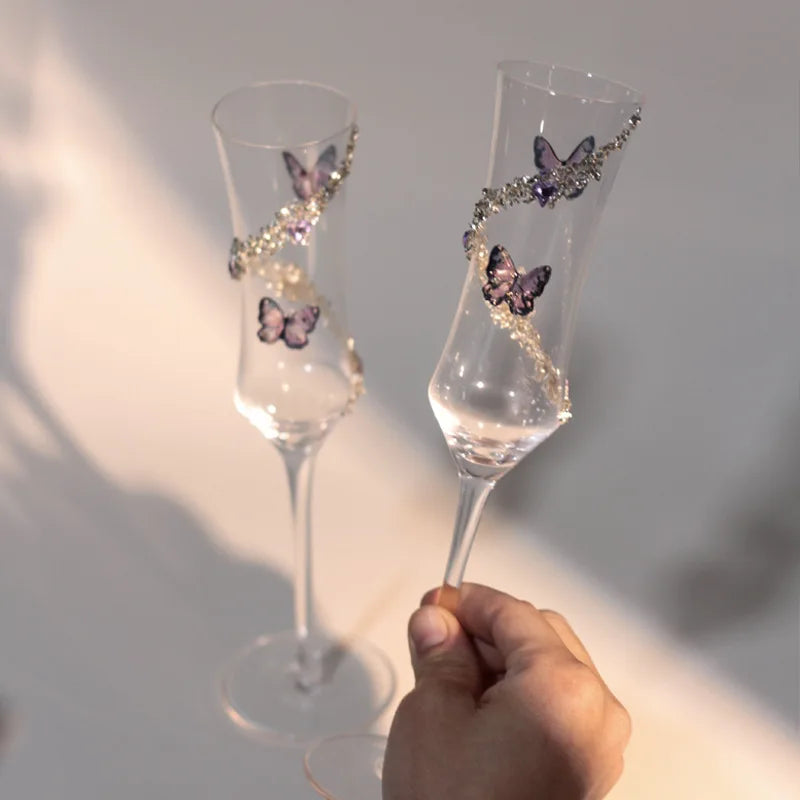 Butterfly Crystal Champagne Glass