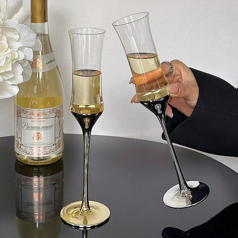 Silver and Gold French Waist Champagne Glass