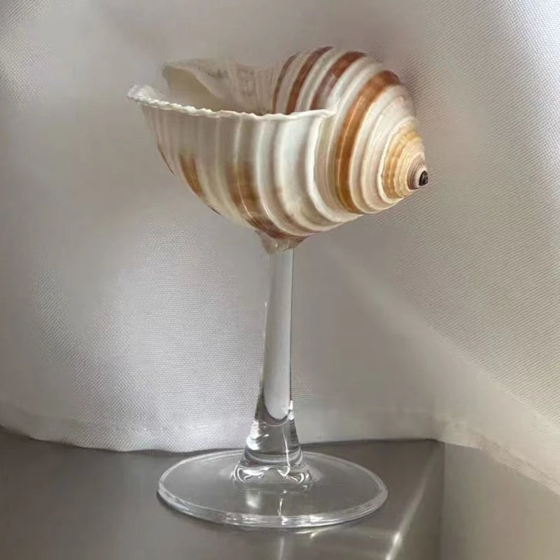 Handmade Natural Shell Transparent Base Wine Glasses