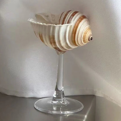 Handmade Natural Shell Transparent Base Wine Glasses