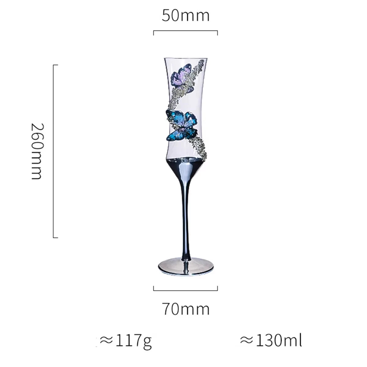 Butterfly Crystal Metal Base Champagne Glass