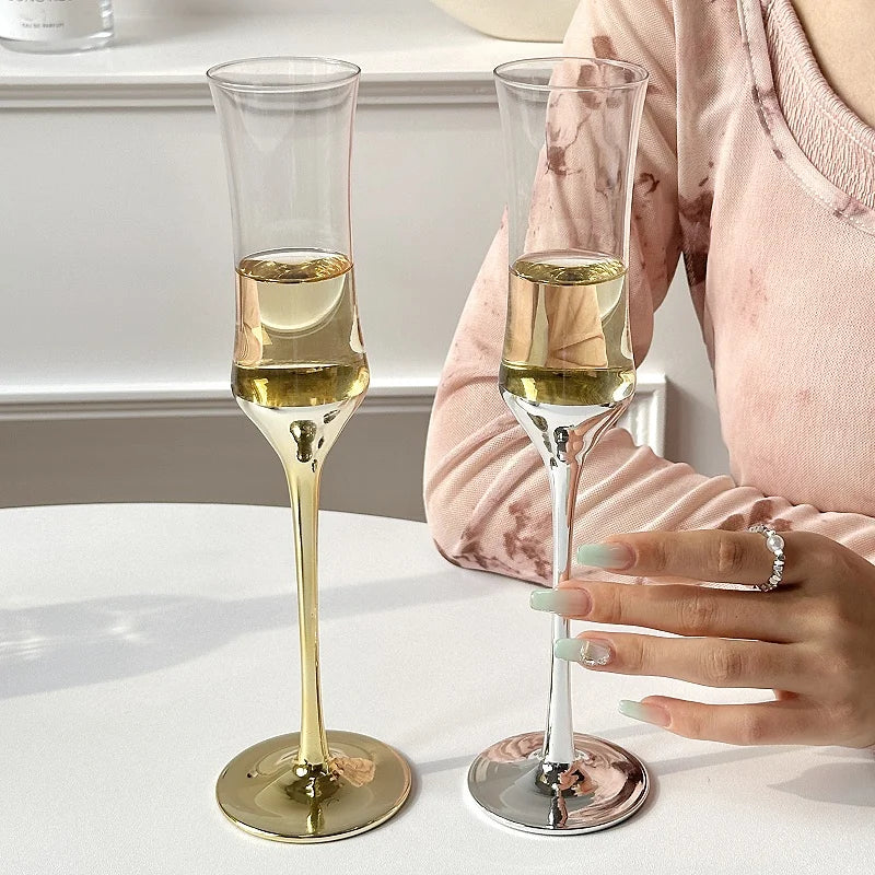 Silver and Gold French Waist Champagne Glass