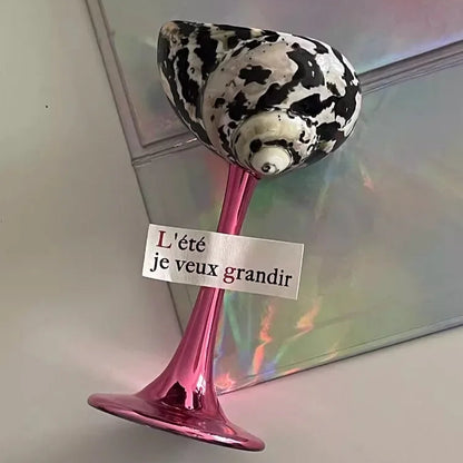 Handmade Natural Shell Metal Base Wine Glasses