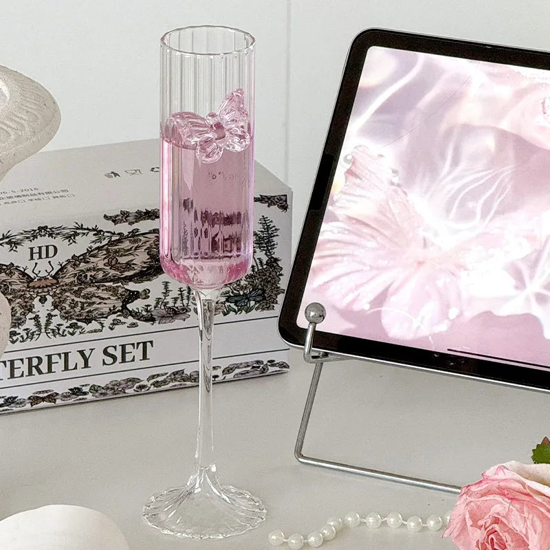 Elegant Borosilicate Butterfly Champagne Glass