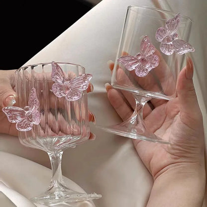Elegant Borosilicate Butterfly Wine Glass 2pc Set