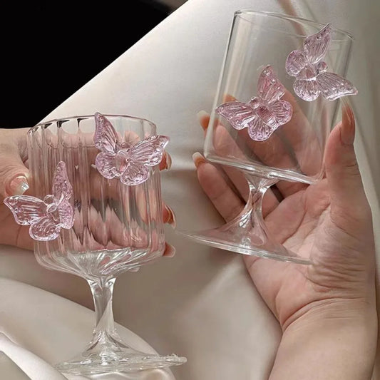 Elegant Borosilicate Butterfly Wine Glass 2pc Set