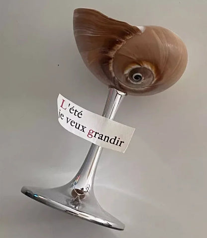 Handmade Natural Shell Metal Base Wine Glasses