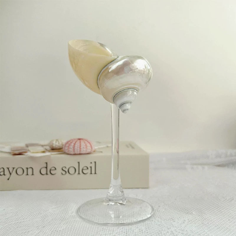 Handmade Natural Shell Transparent Base Wine Glasses