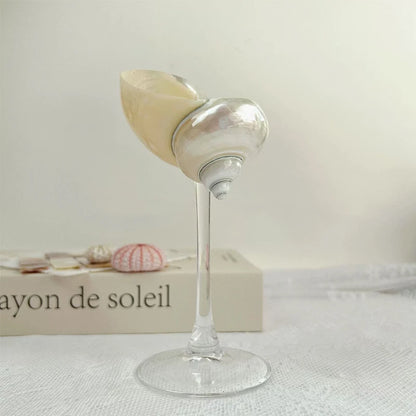 Handmade Natural Shell Transparent Base Wine Glasses
