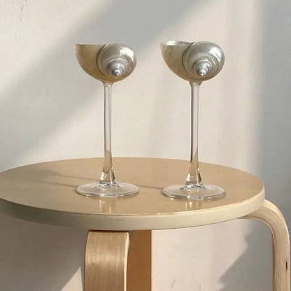 Handmade Natural Shell Transparent Base Wine Glasses