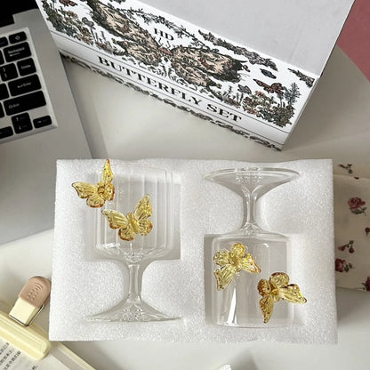 Elegant Borosilicate Butterfly Wine Glass 2pc Set