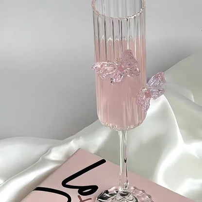 Elegant Borosilicate Butterfly Champagne Glass