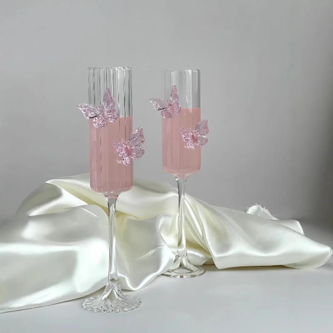 Elegant Borosilicate Butterfly Champagne Glass