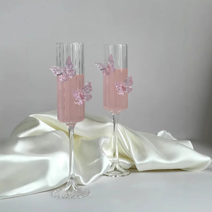 Elegant Borosilicate Butterfly Champagne Glass
