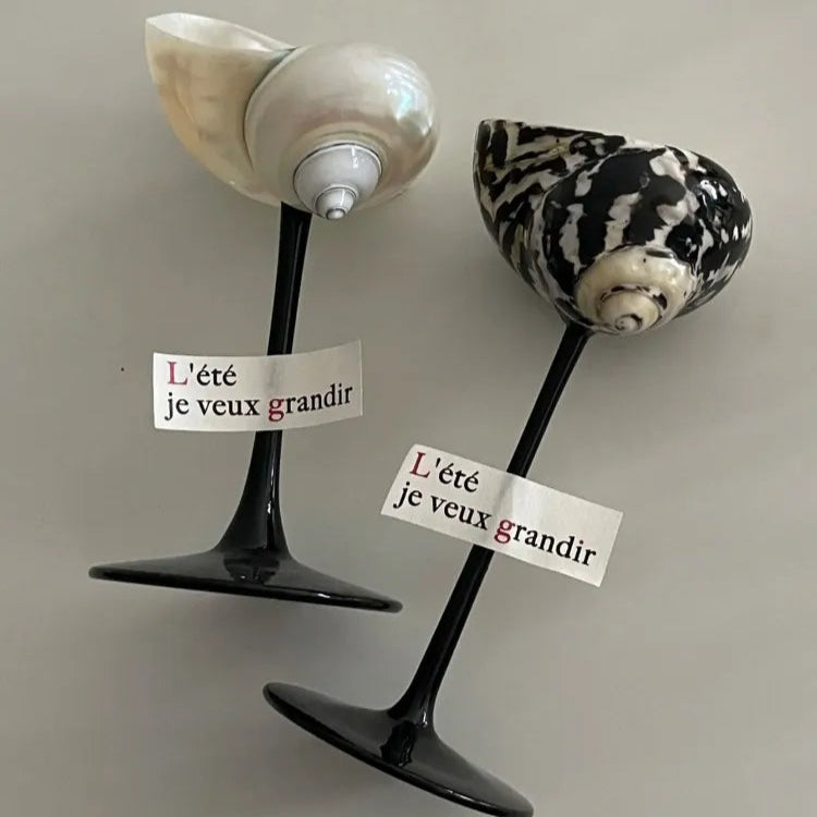 Handmade Natural Shell Metal Base Wine Glasses
