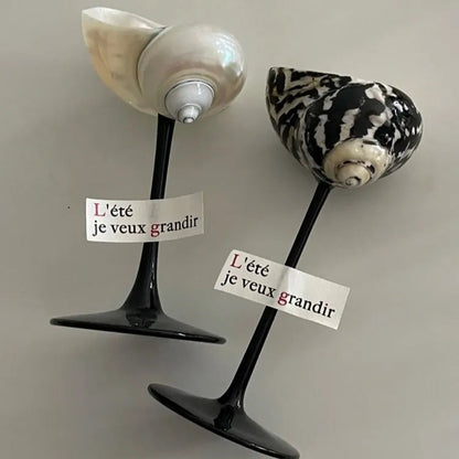 Handmade Natural Shell Metal Base Wine Glasses