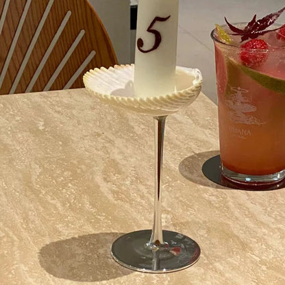 Handmade Natural Shell Metal Base Martini Glass