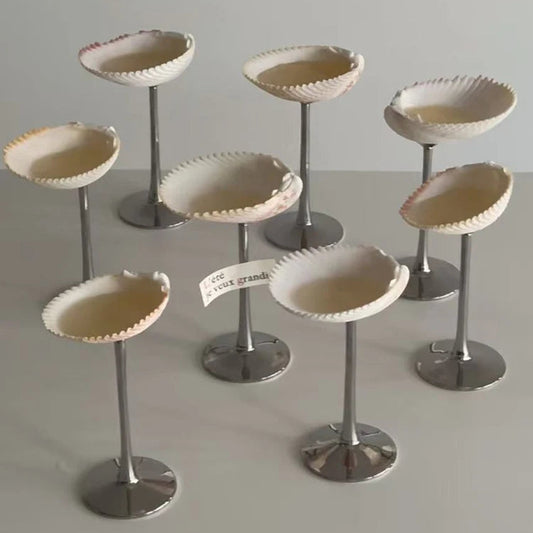 Handmade Natural Shell Metal Base Martini Glass