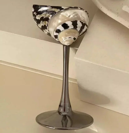 Handmade Natural Shell Metal Base Wine Glasses
