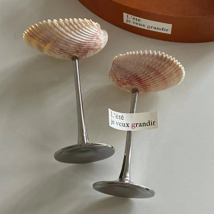 Handmade Natural Shell Metal Base Martini Glass
