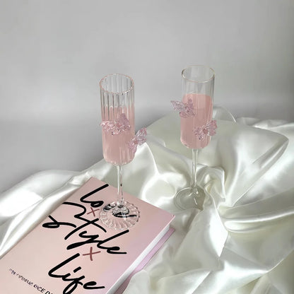 Elegant Borosilicate Butterfly Champagne Glass