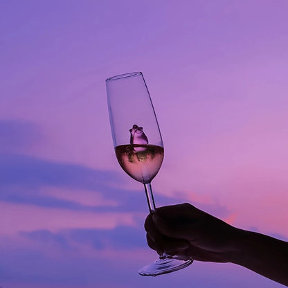 3D Pink Glass Rose Champagne Glass