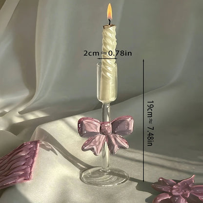 Luxury Large Pink Bow Glass Candle Holder